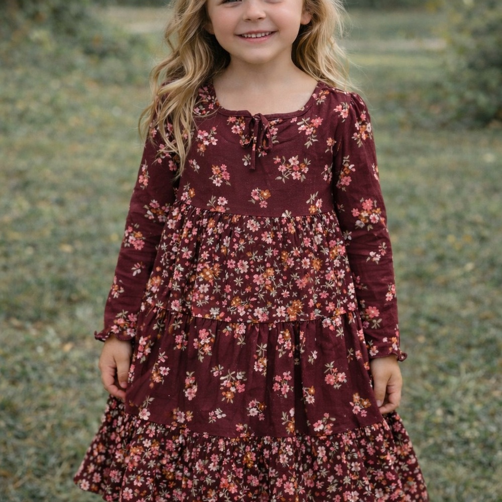Gymboree Floral Maroon Kids Dress
